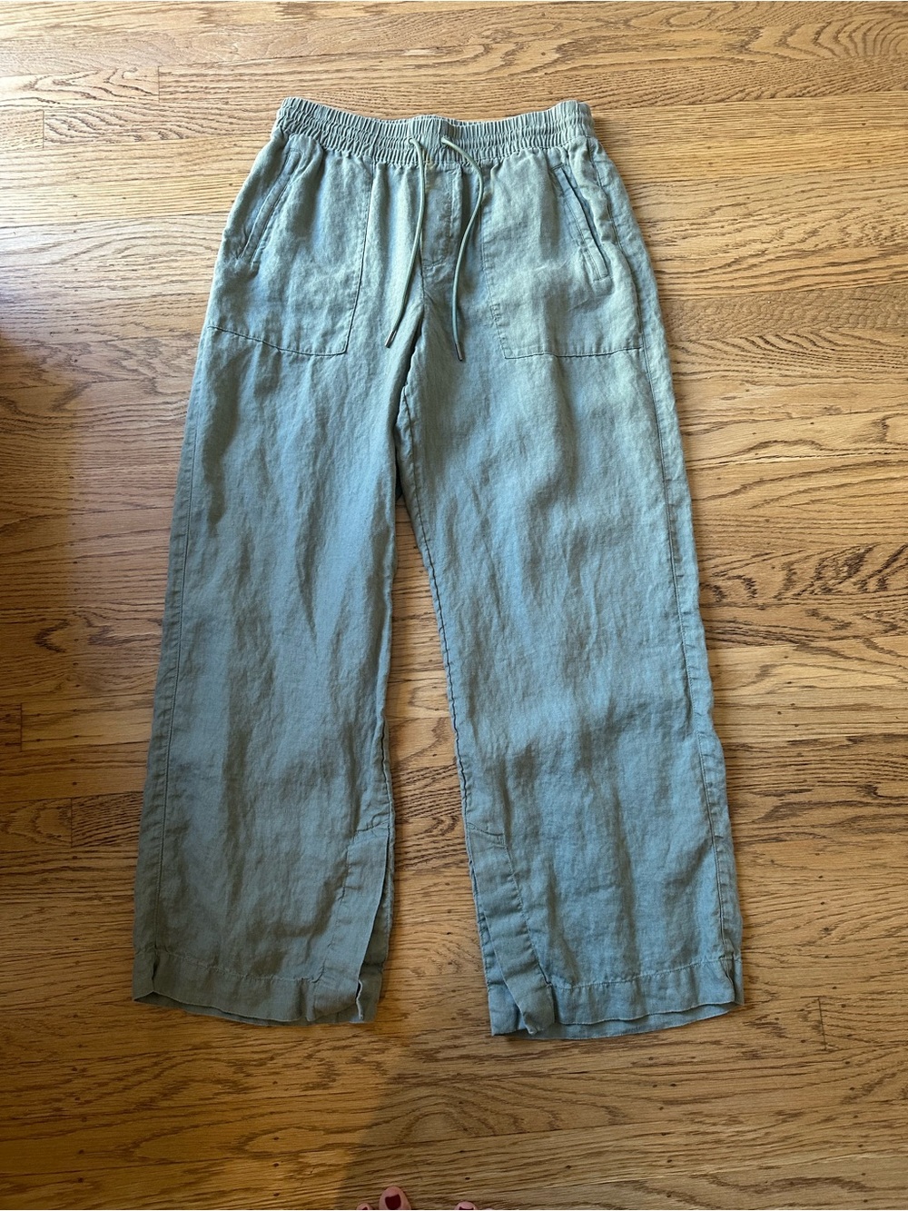 Athleta Retreat Linen High Rise Wide Leg Pant in Cacti, size Medium - Picture 2 of 4